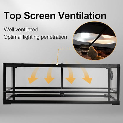Tempered Glass Reptile Tank, 36" x 18"x 12" Front Opening Terrarium with Top Screen Ventilation &amp; Water-Holding Bottom, 35 Gallon Reptile Enclosure for Bearded Dragon, Snake, Leopard Gecko