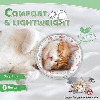 Cat Cone Collar Soft to Stop Licking, Adjustable, Foldable Lightweight Kitten Cones After Surgery Recovery for Cats &amp; Kittens, Cat Cone Alternative (PinkWhite, S)