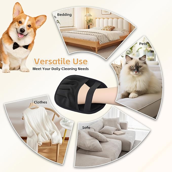 Electrostatic Pet Hair Remover Glove-Furniture/Couch/Carpet/Car Seat Hair Removal, Efficient Pet Grooming Glove for Dogs &amp; Cats, Washable Reusable Static Removal Gloves for Pet Hair