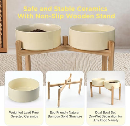 SPUNKYJUNKY Elevated Dog Bowls Ceramic, 8.3&