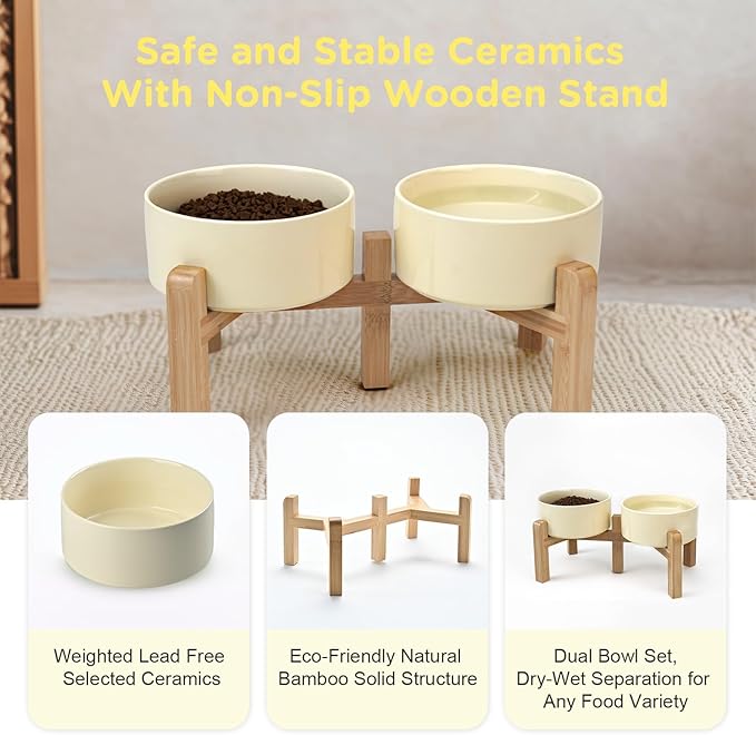 SPUNKYJUNKY Elevated Dog Bowls Ceramic, 6.1&
