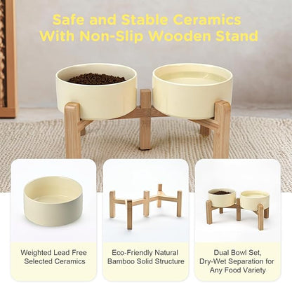 SPUNKYJUNKY Elevated Dog Bowls Ceramic, 6.1&