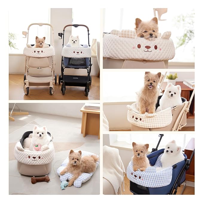 Cooling Cushion for Pets, Removable &amp; Washable Dog Stroller Cushion, Both Side Used Pet Stroller Cushion for Dogs &amp; Cats, Khaki