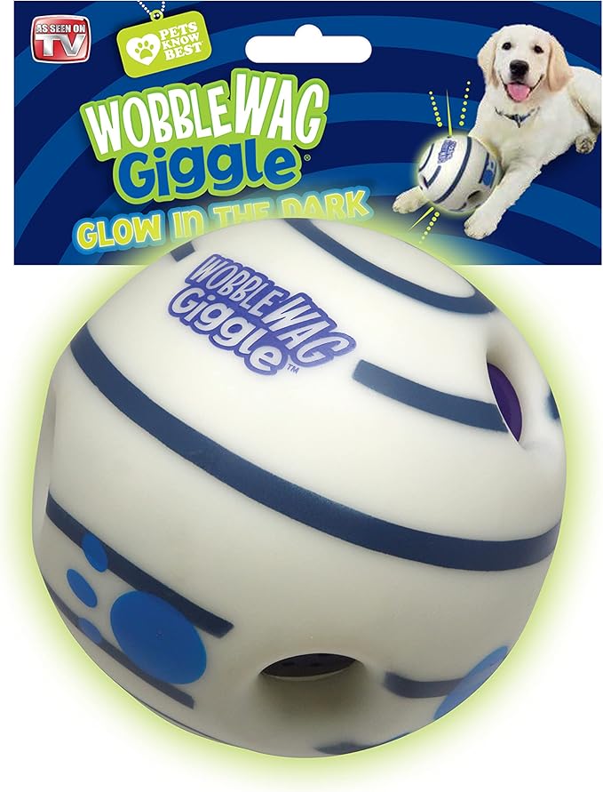 Wobble Wag Giggle Glow in The Dark | Rolling Enrichment Toy for Playtime, Interactive Play for Indoor or Outdoor, Keeps Dogs &amp; Puppies Large, Medium or Small Busy &amp; Moving, As Seen on TV | Pack of 1