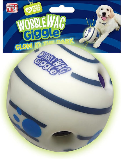 Wobble Wag Giggle Glow in The Dark | Rolling Enrichment Toy for Playtime, Interactive Play for Indoor or Outdoor, Keeps Dogs &amp; Puppies Large, Medium or Small Busy &amp; Moving, As Seen on TV | Pack of 1