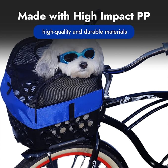 BiKASE Durable Dog Bike Basket &amp; Carrier, Rear Mount Pet Basket for Bikes with Super Comfort Mat and Cover, Ideal for Small Dogs and Cats up to 12 lbs