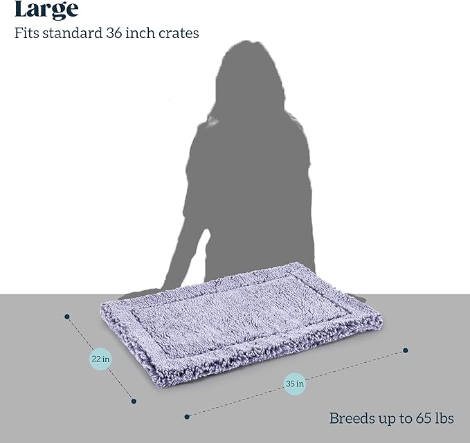 Stoutwool Indestructible Dog Bed - Fluffy Chew Proof Dog Crate Pad - Tough Kennel Pad for Aggressive Chewers - Washable, Ideal for Large Breeds &amp; Fits 36-Inch Crate - 35"x22", Jacaranda