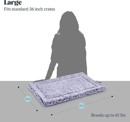 Stoutwool Indestructible Dog Bed - Fluffy Chew Proof Dog Crate Pad - Tough Kennel Pad for Aggressive Chewers - Washable, Ideal for Large Breeds &amp; Fits 36-Inch Crate - 35"x22", Jacaranda