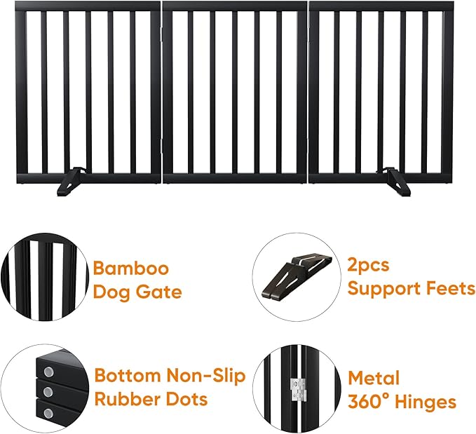 Black 18-55" Foldable Pet Gate for Stairs &amp; Doorways, Puppy Gate Fence