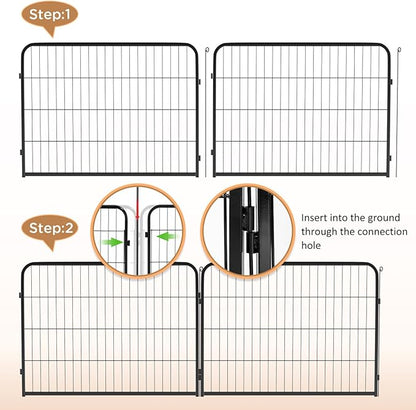 BestPet Dog Playpen Indoor 40 inch 6 Panels Metal Dog Pen Pet Dog Fence Outdoor Exercise Pen with Doors,Pet Puppy Playpen for RV Camping Yard, Black