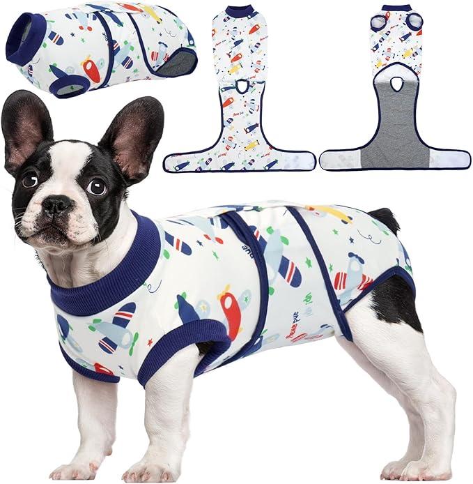 Kuoser Recovery Suit for Dogs Cats After Surgery, Professional Pet Recovery Shirt Dog Abdominal Wounds Bandages, Substitute E-Collar &amp; Cone,Prevent Licking Dog Onesies Pet Surgery Recovery Suit