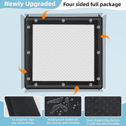 Dog Pee Pad Holder, Puppy Pad Holder, Oxford Cloth Material Soft &amp; Durable, 12 Magnetic Clips, Fits 22" x 22" Pad, Black