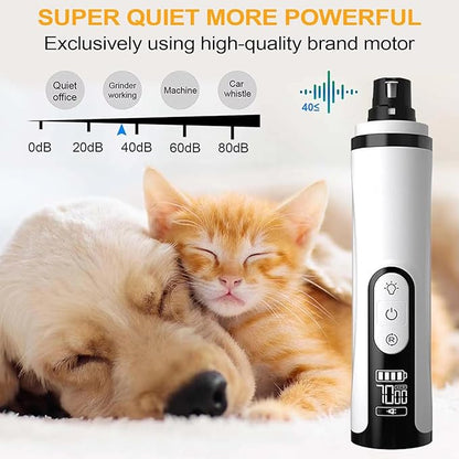 Upgrade Heusom Groom Pro Nail Grinder Cordless with LED Light &amp; 3 Speeds, Dog Cat Nail Trimmer 2000mAh Long-Lasting Battery for Thick Nails for Dogs and Cats (1 Pc+2 Heads)