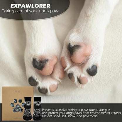 EXPAWLORER Anti Slip Dog Socks to Prevent Licking Paws, Dog Shoes for Hot Pavement, Dog Booties for Small Medium Large Senior Dogs, Traction Control Boots &amp; Paw Protectors for Hardwood Floors