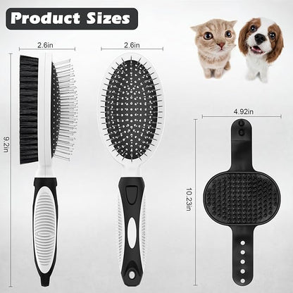 2PCS Pet Grooming Tools - Double-Sided Brush for Shedding and Bathing, Suitable for Short/Long Haired Dogs Cats and Horses, Deshedding Dog Brush, Mane &amp; Tail Combs for Horses - Pet Supplies (White)