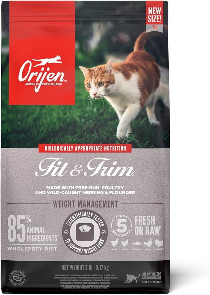 ORIJEN Fit &amp; Trim Grain Free High Protein Premium Dry Cat Food 7lb Bag