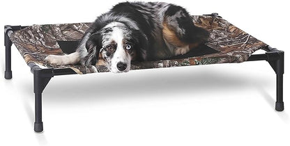 K&amp;H Pet Products Outdoor Elevated Dog Cot, Breathable Cooling Elevated Cot Hammock Pet Bed for Medium Dogs, Washable Mesh Cover, Raised Metal Frame, Collapsible, Portable - Medium 32 X 25in Camo