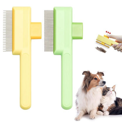 Flea Comb for Cats &amp; Dogs Brush for Shedding Self Cleaning Pet Comb Lice Comb with Long &amp; Short Stainless Steel Teeth Pet Hair Removal Tool 2025