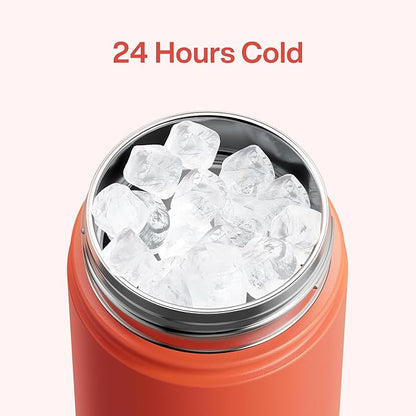 Insulated Water Bottle with Straw Stainless Steel Water Bottle, Leak-Proof, BPA-Free, Double Wall Vacuum Keeps Cold for 24 Hours for Sports, Travel, School (18 oz, Tawny Orange)