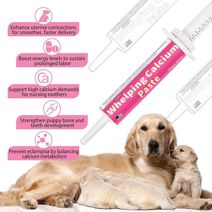 4 in 1 Whelping Kit for Dogs - Whelping Calcium Paste, Probiotic Paste, Fading Puppy Support &amp; Puppy Milk Replacer - Essential Dog Whelping Supplies for Safe Delivery, Strong Puppies &amp; Nursing Support