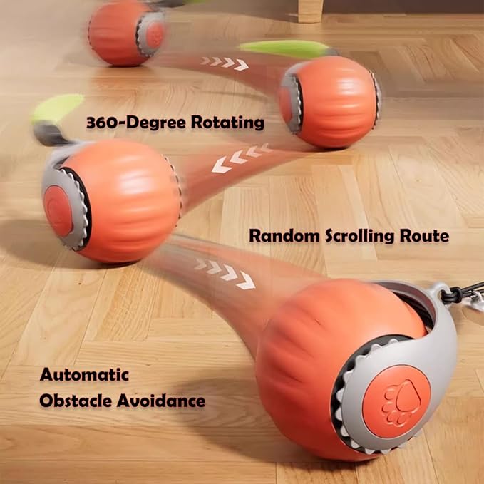 Smart Speedy 3.0 Interactive Cat Ball with Auto Obstacle Avoidance - Indoor Kitten Toy for Mental Stimulation &amp; Playtime Fun ，2025 Edition (Orange)