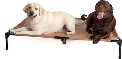 K&amp;H Pet Products Outdoor Elevated Dog Cot, Cooling Raised Bed with Waterproof Breathable Mesh for Large Dogs, Portable Place Bed with Heavy-Duty Metal Frame, Oversized Hammock Style - Jumbo Tan