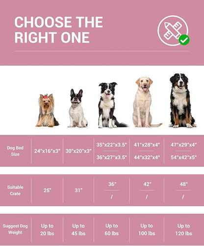 OhGeni Orthopedic Waterproof &amp; Machine Washable Dog Bed for Medium Large Pets, Suitable for Crates, 25D Egg Crate Foam, Non-Slip Bottom &amp; Removable Cover, Invisible Zipper, 35 Inches(Pink)