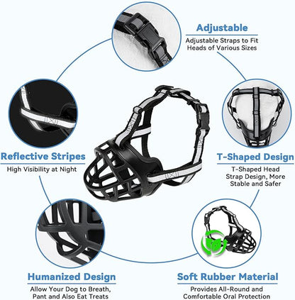 Dog Muzzle for Large Dogs, Breathable Basket Muzzles for Small, Medium and X-Large Aggressive Dog, Allows Panting Drinking, Suitable for Grooming Trimming Training (2, Blacks)