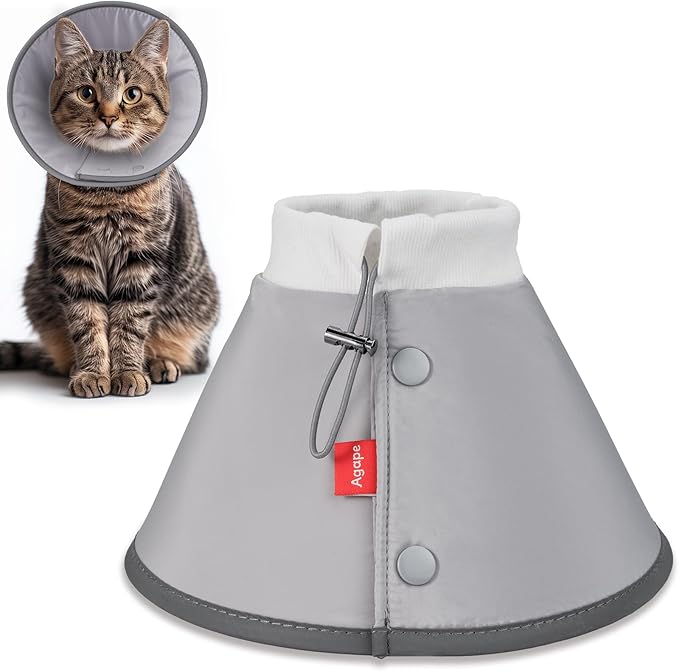 Agape Soft Cone for Cats &amp; Small Dogs, Comfy Pet Cone to Stop Licking, Adjustable Cat E Collar Alternative After Surgery, Protective Elizabethan Collar for Pup &amp; Kitty, Water Repellent Recovery Cone