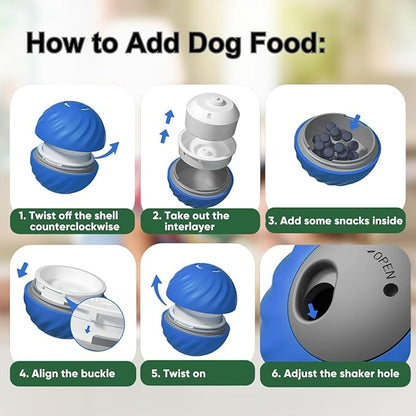 Zoomie Buddy 2.0, Zoomie Buddy for Dogs, 2 in 1 Smart Touch Interactive Dog Balls ＆ Pet Feeder, 2.83" Diameter, Suitable for Small/Medium Dogs, with Fruit Plush Cover (Blue+Orange, 3*Mix)