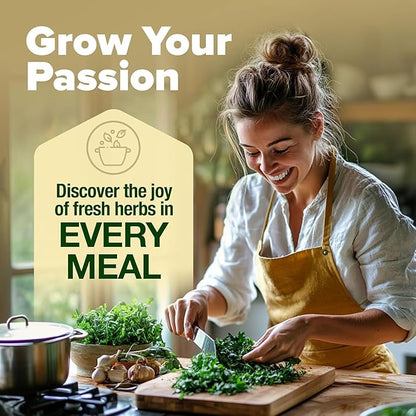 HOME GROWN 𝗣𝗥𝗘𝗠𝗜𝗨𝗠 𝗛𝗘𝗥𝗕 𝗞𝗜𝗧 8 Herb Seeds Garden Kit, Complete Indoor Planter Gift with Basil Cilantro Mint &amp; More, Unique Kitchen Growing Set for Women Men, Birthday Housewarming Present