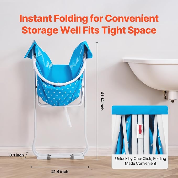 VEVOR Portable Dog Bathtub, Elevated &amp; Foldable Space-saving Pet Shower Station with Quick Drainage, Bathing Tub for Washing &amp; Grooming Small and Medium Size Dogs and Cats Indoor &amp; Outdoor, Light Blue
