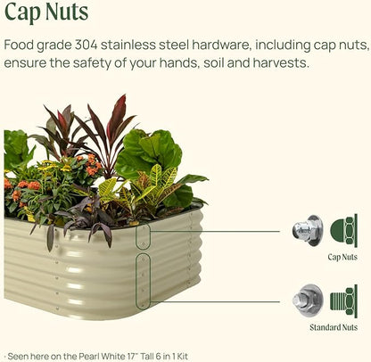 Vego garden Aluzinc Raised Garden Bed Kits, 17" Tall 6 in 1 Modular Metal Raised Planter Bed for Vegetables Flowers Patio Ground Planter Box-Modern Gray