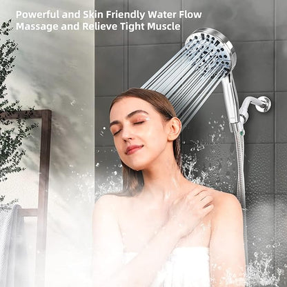 Shower Head,10 Functions High Pressure shower head with handheld, Built-in Pause Mode &amp; 2 Power Wash, Non-Clogging Nozzles High Flow Hand Held Shower Head, Leakproof 6.5ft Hose&amp;Metal Bracket