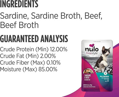 Nulo Freestyle Cat &amp; Kitten Wet Cat Food Pouch, Premium All Natural Grain-Free Soft Cat Food Topper with Amino Acids for Heart Health and High Animal-Based Protein