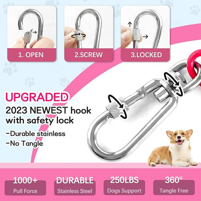 Heavy Duty Dog Tie Out Run Cable - 50 ft Long Leash with Durable Carabiner, Chew Proof for Large Dogs &amp; Yard Use