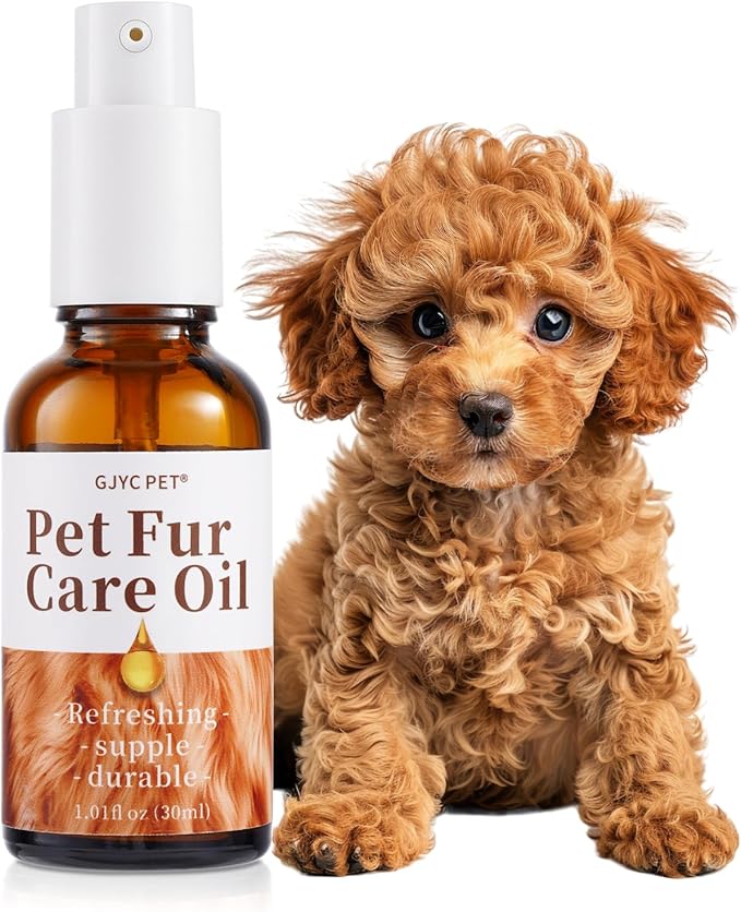 Pet Fur Care Oil - Detangles, Reduces Shedding - Adds Shine with Collagen &amp; Natural Oils - Leave-in Conditioner for Dogs &amp; Cats - 1.01 fl. oz
