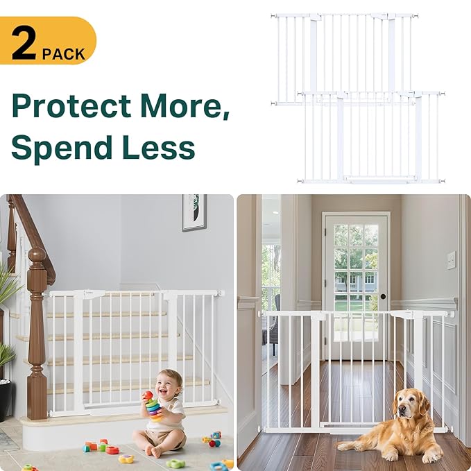 Cumbor 2 Pack 29.7"-48" Baby Gate for Stairs, Mom&