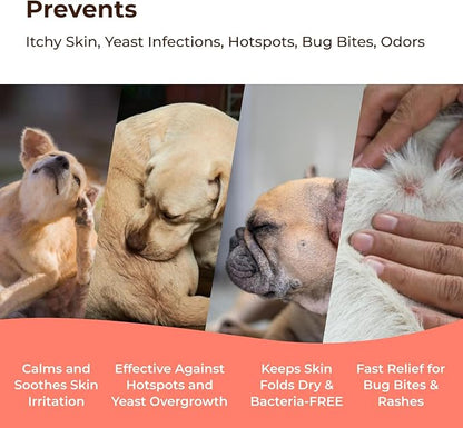 COAT DEFENSE Preventative Powder | Made in USA | 3.5oz Waterless Dog Shampoo &amp; Pet Deodorizer for Smelly Dogs | Provides Anti Itch Relief | Dog Shampoo for Dry Itchy Skin &amp; Smelly Dogs