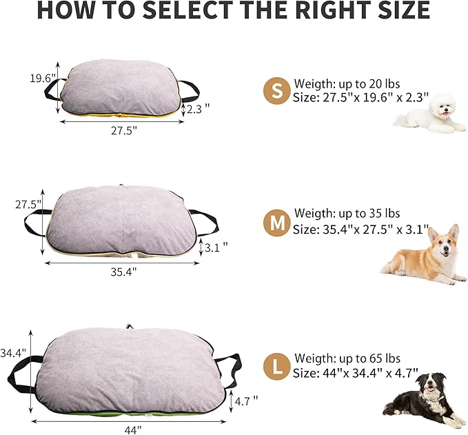 Portable Waterproof Dog Mat for Camping, Patio &amp; Travel - Foldable Outdoor Dog Bed with Teflon Shell &amp; Removable Plush Pad - Easy Clean, Durable - L (Khaki)