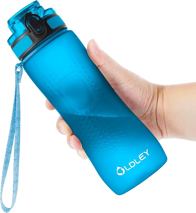 OLDLEY 25 oz Water Bottle, Motivational Water Bottle with Time Marker, Sports Water Bottle With Strap, Leakproof &amp; BPA Free Large Water Bottles for School, Gym, Travel, Outdoor, Tritan,Blue