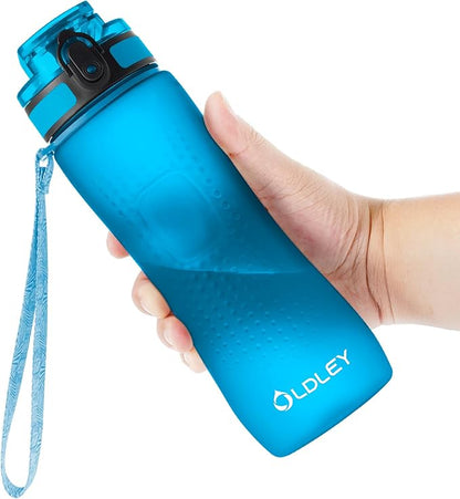 OLDLEY 25 oz Water Bottle, Motivational Water Bottle with Time Marker, Sports Water Bottle With Strap, Leakproof &amp; BPA Free Large Water Bottles for School, Gym, Travel, Outdoor, Tritan,Blue