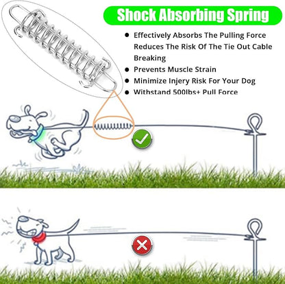 Jenico 150 FT Dog Runner Cable with Swivel Hook, Outdoor and Camping Dog Leash Run Tether, Rust-Proof Training Line for Small to Medium Pets Up to 500 LBS