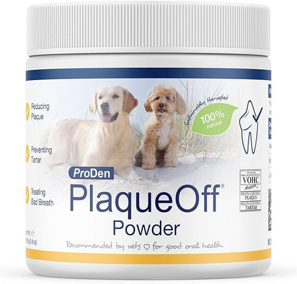 ProDen PlaqueOff Powder for Pets - Cat &amp; Dog Breath Freshener - Plaque &amp; Tartar Remover for Pet Oral Care - 180g