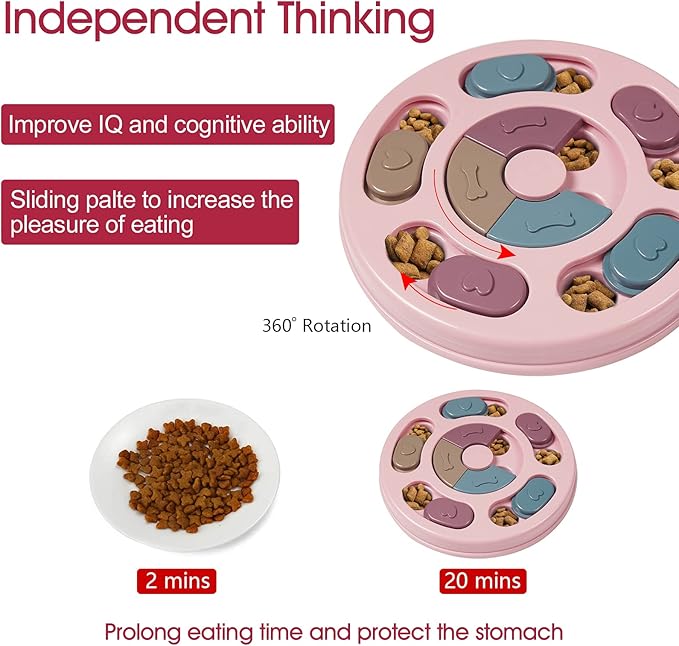 DR CATCH Dog Puzzles,Dogs Food Puzzle Feeder Toys for IQ Training &amp; Mental Enrichment,Dog Treat Puzzle(Pink)