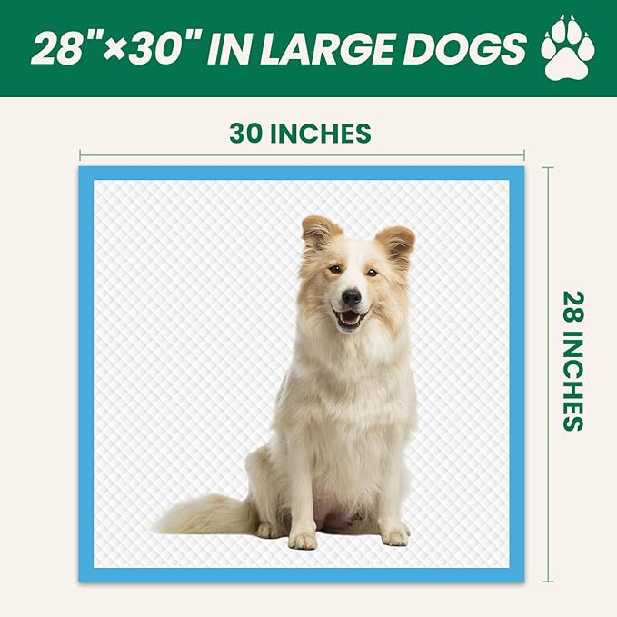 100 Count Large Dog &amp; Cat Puppy Pee Pads - 28"x30" Absorbent Potty Training Pads | Leakproof Quick-Dry Disposable Pet Pads for Puppies, Dogs &amp; Cats | Indoor, Outdoor, Litter Box, Housebreaking Use