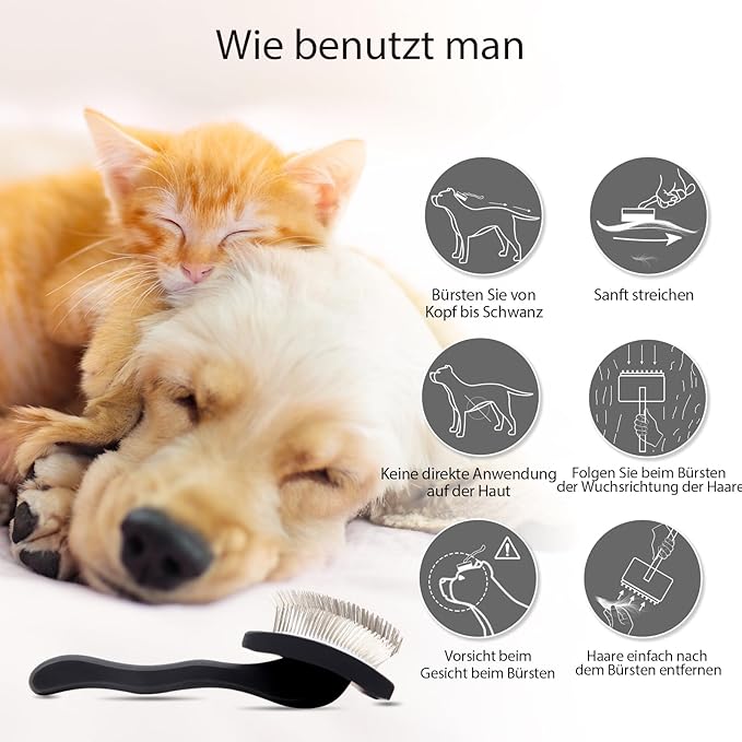 Dog Slicker Brush for Shedding and Grooming Medium or Long Haired Cats, Extra Long &amp; Soft Pin Slicker Brush for Removes Loose Hair, Tangles, Knots, Undercoat, Free Pet Comb, Large Black