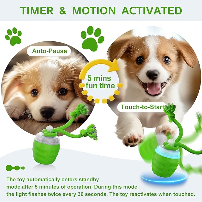 Interactive Dog Toys - [2025 Newly Upgraded] Motion Activated Ball for Small/Medium/Large Dogs, Automatic Moving Dog Toy Wicked Ball for Boredom &amp; Training, Music, USB Rechargeable (Green)