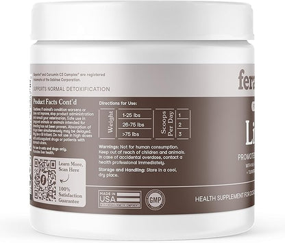 Fera Pets Liver Supplement for Dogs &amp; Cats with Milk Thistle, Choline &amp; Turmeric - Organic Botanicals - Enhances Liver Function, Immunity, Detoxification, &amp; Metabolic Function - Powder - 60 Scoops