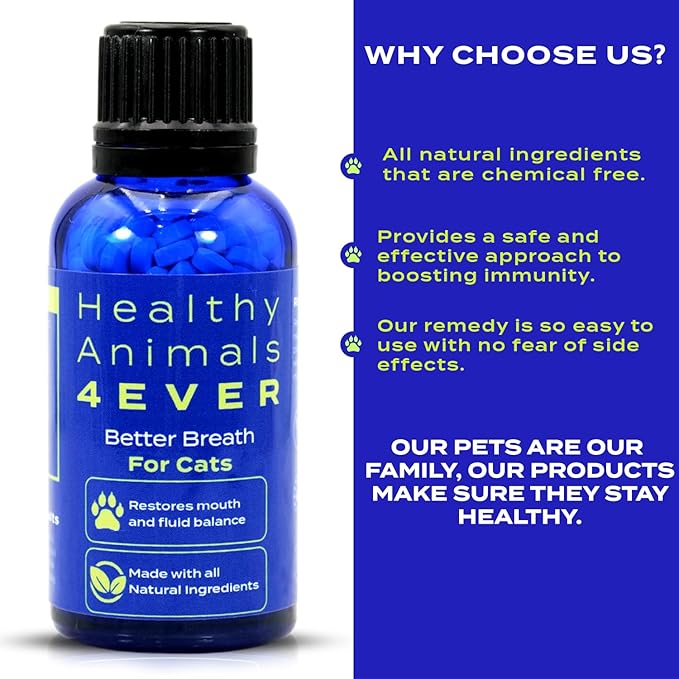 HA4E - Cat Bad Breath Remedy - Promotes Clean Teeth, Plaque &amp; Tartar Control - No Brushing Needed - All-Natural, Non-GMO, Organic, Preservative &amp; Chemical Free - 300 Dissolvable Tablets